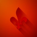Paper cut Fleur De Lys icon isolated on red background. Paper art style. Vector Royalty Free Stock Photo