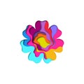 Paper cut flower shape 3D origami. Trendy concept design. Vector illustration Royalty Free Stock Photo