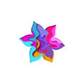 Paper cut flower shape 3D origami. Trendy concept design. Vector illustration Royalty Free Stock Photo
