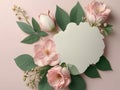 Paper cut flowers and leaves spring background. Floral spring pattern in paper cut style. Royalty Free Stock Photo