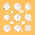 Paper cut flowers - set of modern vector colorful objects Royalty Free Stock Photo