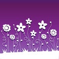 Paper cut flowers on ultraviolet background