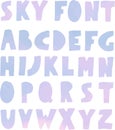Paper cut font with sky texture Royalty Free Stock Photo
