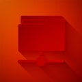 Paper cut FTP folder icon isolated on red background. Software update, transfer protocol, router, teamwork tool
