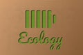 Paper cut of green battery icon. Illustration for ecology concept Royalty Free Stock Photo