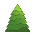 paper cut green christmas tree on silver background, modern minimalist style Royalty Free Stock Photo