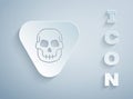 Paper cut Guitar pick icon isolated on grey background. Musical instrument. Paper art style. Vector Royalty Free Stock Photo
