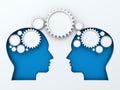 Paper cut heads with gears and copyspace Royalty Free Stock Photo