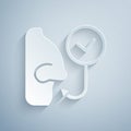 Paper cut Healthy breathing icon isolated on grey background. Breathing nose. Paper art style. Vector Royalty Free Stock Photo