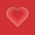 Paper cut heart love valentine mockup vector