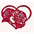 A paper cut of a heart with roses on it Embroidery on white background Royalty Free Stock Photo