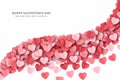Paper Cut Hearts Vector Saint Valentine Day Curved Border Isolated On White