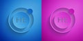 Paper cut Helium chemical element icon isolated on blue and purple background. Helium periodic table element chemistry Royalty Free Stock Photo