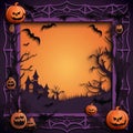 Paper cut Holloween border Bat Ghost Spider Pumpkin frame, Halloween papercut high quality ai generated image