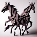 Paper Cut Horse Origami, Generative AI Illustration