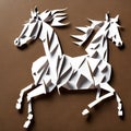 Paper Cut Horse Origami, Generative AI Illustration