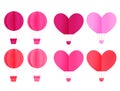 Paper cut hot air balloon valentine vector set. colorful hot air balloons in paper art element isolated in white background. Royalty Free Stock Photo