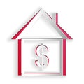 Paper cut House with dollar icon isolated on white background. Home and money. Real estate concept. Paper art style Royalty Free Stock Photo