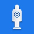 Paper cut Human target sport for shooting icon isolated on blue background. Clean target with numbers for shooting range Royalty Free Stock Photo