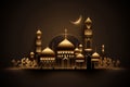 A paper cut illustration of a mosque with a crescent moon and stars. Generative AI Royalty Free Stock Photo
