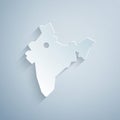 Paper cut India map icon isolated on grey background. Paper art style. Vector Royalty Free Stock Photo