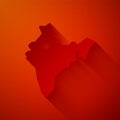 Paper cut India map icon isolated on red background. Paper art style. Vector Royalty Free Stock Photo