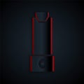 Paper cut Inhaler icon isolated on black background. Breather for cough relief, inhalation, allergic patient. Paper art