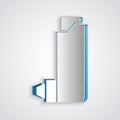 Paper cut Inhaler icon isolated on grey background. Breather for cough relief, inhalation, allergic patient. Paper art