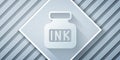 Paper cut Inkwell icon isolated on grey background. Paper art style. Vector