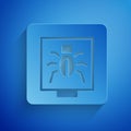 Paper cut Insects in a frame icon isolated on blue background. Herbarium. Paper art style. Vector Royalty Free Stock Photo