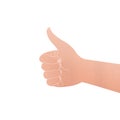 Paper cut of isolated hand with thumb symbol is like on white ba Royalty Free Stock Photo