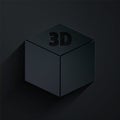 Paper cut Isometric cube icon isolated on black background. Geometric cubes solid icon. 3D square sign. Box symbol Royalty Free Stock Photo