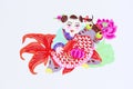 Paper-cut of kid and fish Royalty Free Stock Photo