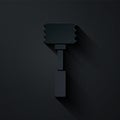Paper cut Kitchen hammer icon isolated on black background. Meat hammer. Paper art style. Vector Royalty Free Stock Photo