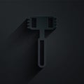Paper cut Kitchen hammer icon isolated on black background. Meat hammer. Paper art style. Vector Royalty Free Stock Photo
