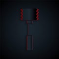 Paper cut Kitchen hammer icon isolated on black background. Meat hammer. Paper art style. Vector Royalty Free Stock Photo
