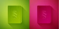 Paper cut Law book icon isolated on green and pink background. Legal judge book. Judgment concept. Paper art style