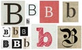 Paper cut letter B Old newspaper magazine cutouts creative crafting Royalty Free Stock Photo