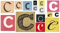 Paper cut letter C Old newspaper cutouts scrapbooking crafting