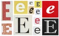 Paper cut letter E newspaper cutouts creative scrapbooking crafting