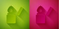 Paper cut Lighter icon isolated on green and pink background. Paper art style. Vector Royalty Free Stock Photo