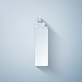 Paper cut Lighter icon isolated on grey background. Paper art style