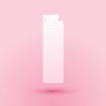 Paper cut Lighter icon isolated on pink background. Paper art style. Vector