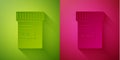 Paper cut Medicine bottle and pills icon isolated on green and pink background. Bottle pill sign. Pharmacy design. Paper Royalty Free Stock Photo