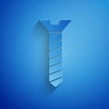 Paper cut Metallic screw icon isolated on blue background. Paper art style. Vector