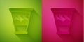 Paper cut Mexican drum icon isolated on green and pink background. Music sign. Musical instrument symbol. Paper art Royalty Free Stock Photo