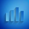 Paper cut Music equalizer icon isolated on blue background. Sound wave. Audio digital equalizer technology, console Royalty Free Stock Photo