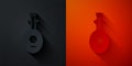 Paper cut Musical instrument lute icon isolated on black and red background. Arabic, Oriental, Greek music instrument