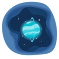 Paper cut Neptune icon Planet of the solar system icon. Vector illustration. Royalty Free Stock Photo