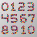Paper cut Number set. Realistic 3D multi layers paper cut effect isolated on Grey background Royalty Free Stock Photo